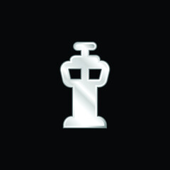 Airport Control Tower silver plated metallic icon