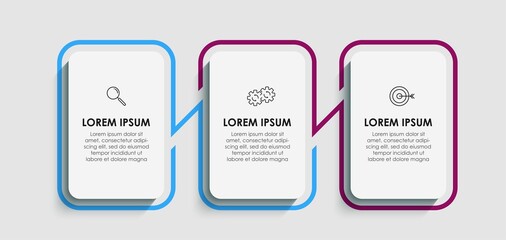 Vector Infographic design business template with icons and 3 options or steps. Can be used for process diagram, presentations, workflow layout, banner, flow chart, info graph