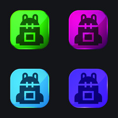 Backpack four color glass button icon