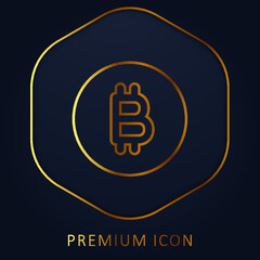 Bitcoin golden line premium logo or icon
