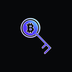 Bitcoin Key Or Password Symbol blue gradient vector icon