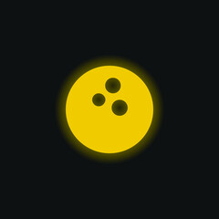 Bowling Ball yellow glowing neon icon