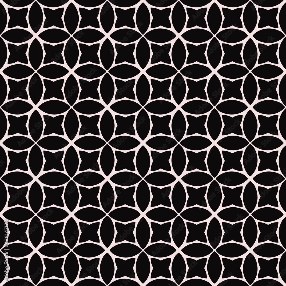 Aufkleber black geometric minimal ornament. vector decorative four rays and circle pattern.
