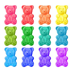 rainbow gummy bears vector set