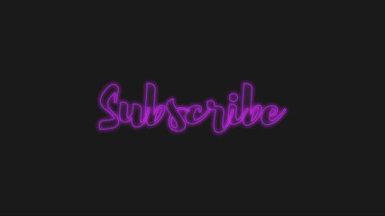 Subscribe calligraphy lettering text with purple neon text effect, 4k motion graphics animation on a dark background - Powered by Adobe