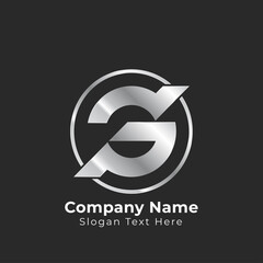 Logo design letter G silver style.