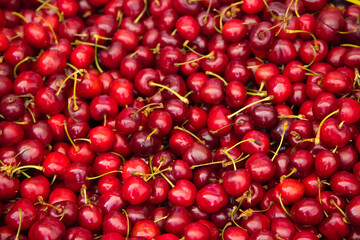 Fresh cherries for sale on the market - travel photography