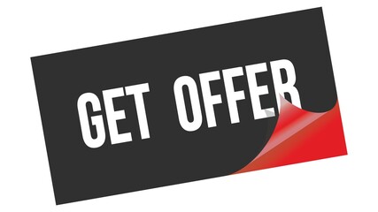 GET  OFFER text on black red sticker stamp.