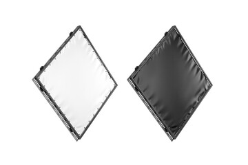 Blank black and white rhombus stretching banner mockup set, isolated