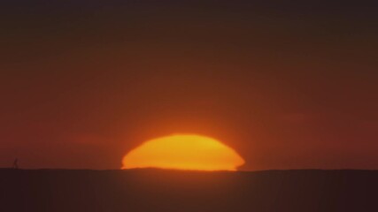 African sunset time lapse with big sun and cloudless sky Cinematic 4k footage. - Powered by Adobe