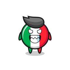 evil expression of the italy flag cute mascot character