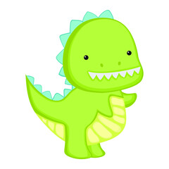 Cartoon Dinosaur. Vector illustration of cute dino in flat style.