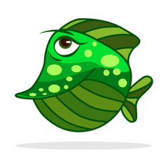 Green character cute cartoon colorful fish.