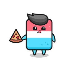 cute eraser cartoon eating pizza