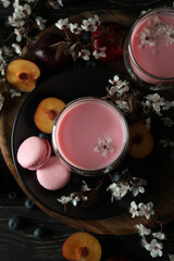 Concept of sweet eating on wooden background