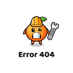 error 404 with the cute mandarin orange mascot