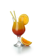 Tequila sunrise cocktail isolated on white background