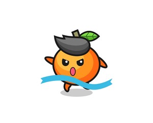 cute mandarin orange illustration is reaching the finish