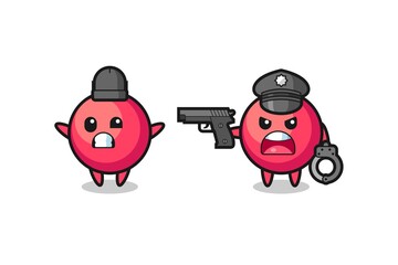 illustration of cranberry robber with hands up pose caught by police