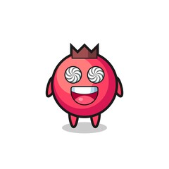 cute cranberry character with hypnotized eyes