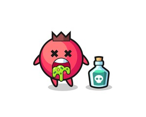 illustration of an cranberry character vomiting due to poisoning
