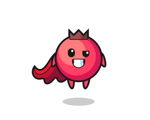 the cute cranberry character as a flying superhero