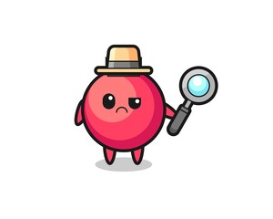 the mascot of cute cranberry as a detective