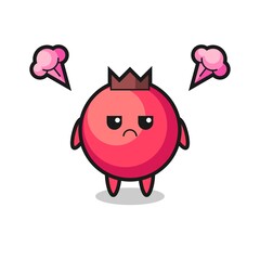 annoyed expression of the cute cranberry cartoon character