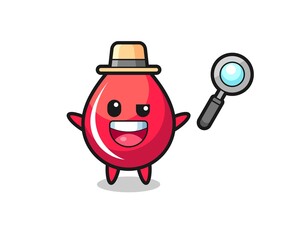 illustration of the blood drop mascot as a detective who manages to solve a case