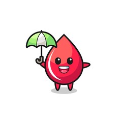 cute blood drop illustration holding an umbrella