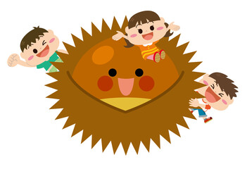 果物/栗と子どもたち