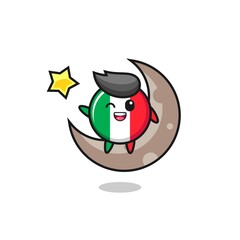 illustration of italy flag cartoon sitting on the half moon