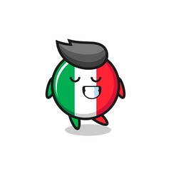 italy flag cartoon illustration with a shy expression