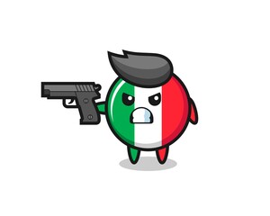 the cute italy flag character shoot with a gun