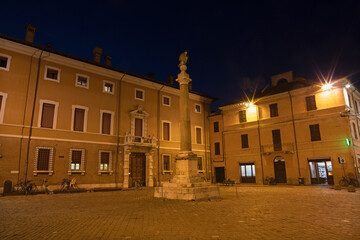 Ravenna - The square Piazza XX Settembre at night.