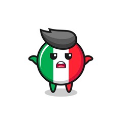 italy flag mascot character saying I do not know