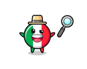 illustration of the italy flag mascot as a detective who manages to solve a case
