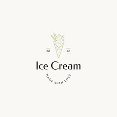 Hand drawn food pre-made logo design template. Graphic icon symbol for cafe, restaurant, cooking business. Modern minimal line art label, emblem, badge. Branding design template.