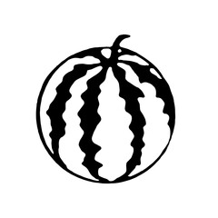 Doodle one watermelon on a white background.Vector watermelon can be used in juice packs, menus,textiles,coloring books.