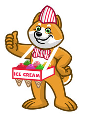 Fototapeta premium cartoon shiba inu dog sold the ice cream