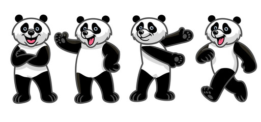 set of cartoon giant panda character © bazzier