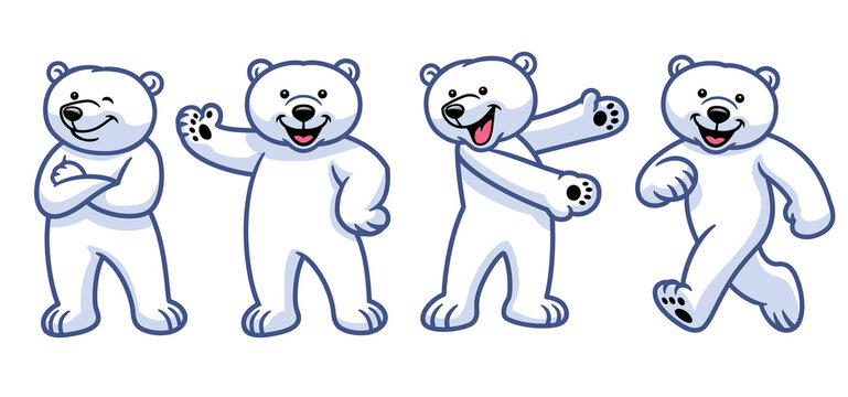 set of cartoon polar bear character