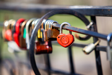 old locks of love on a metal lattice