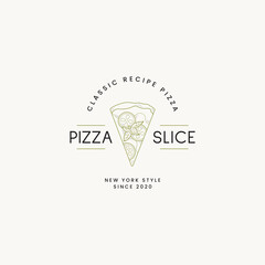 Hand drawn food pre-made logo design template. Graphic icon symbol for cafe, restaurant, cooking business. Modern minimal line art label, emblem, badge. Branding design template.