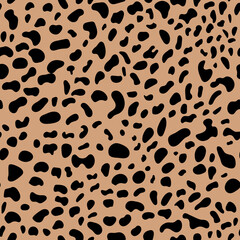 Cheetah or leopard skin  seamless pattern. Wild cat spots print vector  background. Wildlife fur skin design for print,  home decor, fashion, surface, graphic design