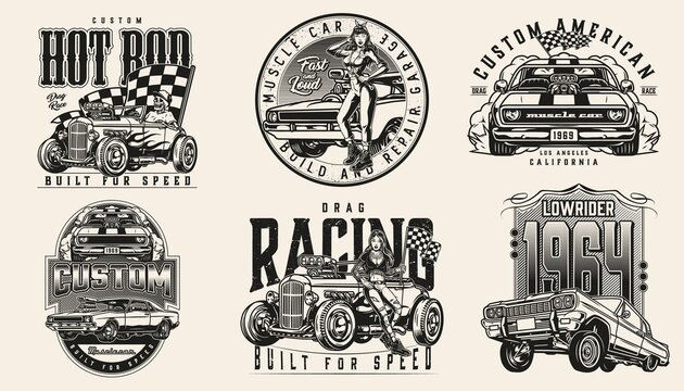 Custom american cars vintage prints