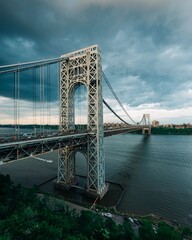 Storm clouds over the George Washington Bridge and Hudson River, in New York City