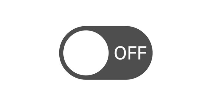 switch off on button animated. mobile phone toggle slider ui turn bar isolated video animation 4k