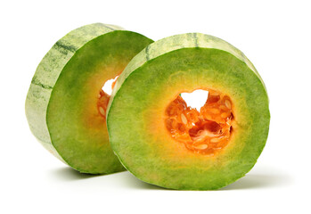 Muskmelon (yangjiaomitianguo) on white background