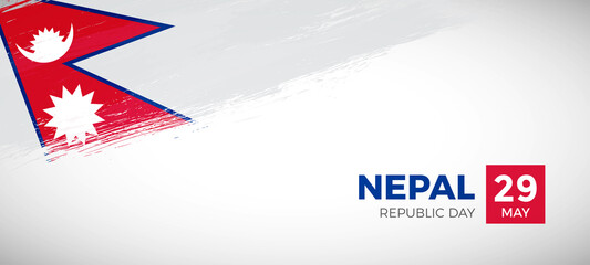 Obraz premium Happy republic day of Nepal with brush painted grunge flag background